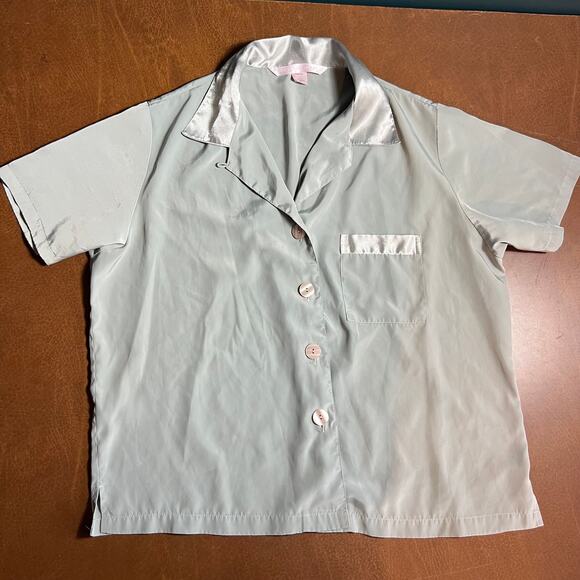 Vintage Y2K Victoria's Secret Small Mint Green Satin Sleep Shirt Shorts Set 2000 - Picture 3 of 12